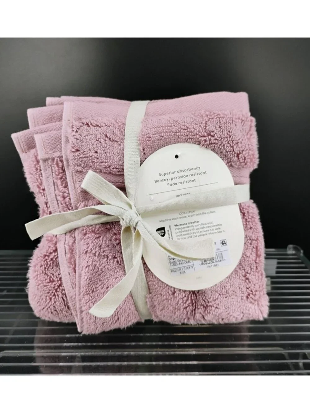 Threshold Spa Plush Washcloths Set Of 4 Rose 639 GSM Ultra Soft